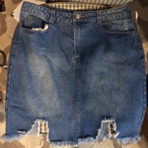 Cutout jean skirt